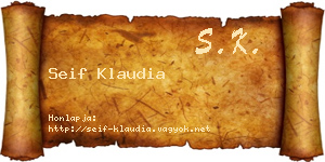 Seif Klaudia névjegykártya
